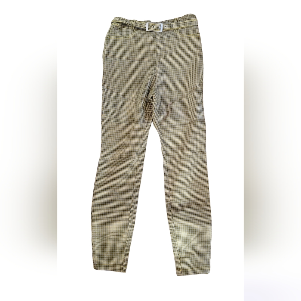 URBAN OUTFITTERS Plaid Yellow    Black and Blue Side Zip Trousers
